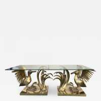 gilt bronze coffee table Christian Techoueyres house jansen france 1970 pelican reed