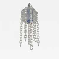 chandelier lamp suspension metal chain glass murano chrome mazzega fratelli toso italy 1970