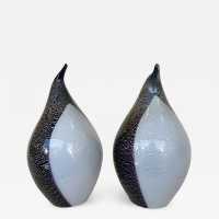 lamps pair pengoin fratelli toso murano glass leaves silver italy 1970 1980