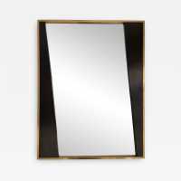 mirror wood brass design geometry italy 1970