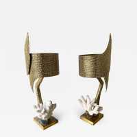 lamp brass bronze jacques duval brasseur france 1970 coral artist