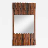 mirror wood brass bronze luciano frigerio italy 1970 1980 desio