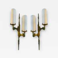 pair of gilded bronze sconces house arlus felix agostini france 1960 1970