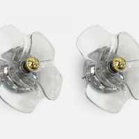 wall lights pair lamps murano glass metal brass italy 1970