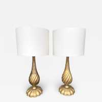 pair lamps murano golden glass brass bronze venini italy 1960 1970