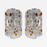 Pair of Murano glass and metal sconces by Toni Zuccheri for Mazzega. Italy 1970 chandelier lamps Carlo Aldo Nason venini vistosi la murrina