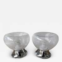 Pair of lamps in striped murano glass and chromed metal by VeArt. Italy 1970 mazzega carlo aldo nason venini vistosi la murrina
