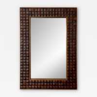 cabochon wood mirror Italy 1960 1970 marquetry