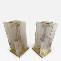 Pair of Murano glass and brass lamps by Mazzega. Italy 1970. design attributed to Carlo Nason. in the style of Venini, Vistosi, La Murrina, Seguso, Aldo Nason, Poliarte, Esperia, Angelo Brotto, Stilnovo, Arteluce, Arredoluce, Artemide, Pierre Cardin, Lumi, Luci, Raak chandelier sconces pendant lightning metal stainless steel mid-century modern space age italy 1960 1970 1980