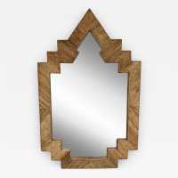 Large Pyramid Rattan Mirror by Vivai Del Sud. Italy 1970. Original publisher's label on the back. in the style of Maison Arpex International, Dal Vera, Renato Zevi, Romeo Rega, Maison Jansen, Mario Sabot. mid-century modern space age hollywood regency brass metal stainless steel bamboo wood
