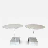Pair of Primavera tables or side tables in marble by Ettore Sottsass for the publisher Ultima Edizione. Italy 1980. Memphis group Michele De Lucchi, Matteo Thun, Marco Zanini, Aldo Cibic, Andrea Branzi, Shiro Kuramata, Michael Graves, Peter Shire, Javier Mariscal, Barbara Radice, Martine Bedin, George J. Sowden, Masanori Umeda and Nathalie du Pasquier , Angelo Mangiarotti console metal wood brass 1990 1970