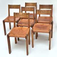 Set of 6 S24 Chairs, Pierre Chapo, France c.1960