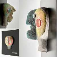 Roger Capron, 3 Raku Masks, Vallauris 1996