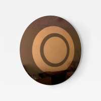 Round wall mirror from the Italian manufacturer Cristal Art in Turin. Smoked brown, gold, copper, and gold glass. This piece is referenced in the book Cristal Art. The manufacturer is renowned as Fontana Arte.