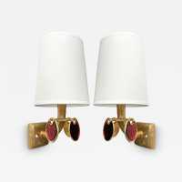 Pair of bronze-effect gilt metal and enamel sconces by Nicolas Dewael for Fondica. They come with their original special brass screws. Signed Dewael. Famous artists who worked for the factory, such as Pierre Casenove, Stéphane Galerneau, and Mathias. Styles: Garouste and Bonetti, Giacometti, Maison Jansen, Baguès, Charles, Hollywood Regency, Mid-Century Modernism, and Brutalist style.