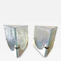 Pair of Mid-Century Modern Space Age table lamps in opalescent sky blue textured Murano glass blade and white lacquered metal base by the Leucos factory. Famous Italian design like Venini, Vistosi, La Murrina, Aldo Carlo Nason for Mazzega, Stilnovo, Joe Colombo, Arteluce, Arredoluce, Lumi, Luci, Rggiani, Sciolari, Werner Pantone, Luigi Colani, Raak, Angelo Lelii, Angelo Brotto, Esperia, Francesco Bocola, Superstudio, Enrico Tronconi, Mario Bellini, Harvey Guzzini, Luigi Massoni, Martinelli, P