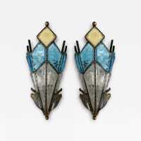 Pair of Mid-Century Modern wall lamps, set of 2 sconces in hammered glass and wrought iron, golden patina, from the Longobard manufacture in Verona in a brutalist style, competitor of Biancardi Jordan Arte and Poliarte in the 1970s. Famous design like Carlo Aldo Nason for Mazzega Murano, Venini, Vistosi, La Murrina, Esperia, Angelo Brotto. W.