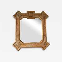 Large mid-century Hollywood Regency wall mirror made of bamboo, rattan, raffia, and wicker by the Italian manufacturer Vivai del Sud. Original manufacturer stamp on the back. Famous designs by Maison Arpex International, Dal Vera, Renato Zevi, Romeo Rega, Maison Jansen, brass palm, and Mario Sabot.
