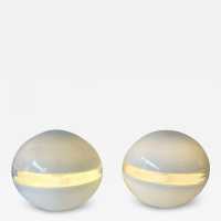 Pair of Mid-Century Modern Space Age table or bedside lamps model LT230 in clear and white textured kinetic Murano glass by Carlo Nason for the Mazzega factory. Famous Italian design like Venini, Vistosi, La Murrina, Aldo Nason, Stilnovo, Joe Colombo, Arteluce, Arredoluce, Lumi, Luci, Rggiani, Sciolari, Werner Pantone, Luigi Colani, Raak, Angelo Lelii, Angelo Brotto, Esperia, Francesco Bocola, Superstudio, Enrico Tronconi, Mario Bellini, Harvey Guzzini, Luigi Massoni, Martinelli, Pierre Ca