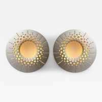 Pair of white terracotta wall sconces. Italian design, contemporary handcrafted.