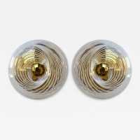 Pair of plastic lucite spiral brass wall or ceiling lights mid century modern, Italian design in the mood of Venini, Vistosi, Mazzega, Seguso, Carlo Aldo Nason, Poliarte, Esperia, Angelo Brotto, Stilnovo, Arteluce, Arredoluce, Artemide, Pierre Cardin, Lumi, Luci, Raak, Angelo Lelii, Francesco Bocola, Superstudio, Enrico Tronconi, Mario Bellini, Harvey Guzzini, Luigi Massoni, Martinelli, Fabio Lenci, Gio Ponti.