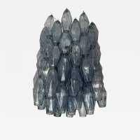 Murano glass chandelier, pendant, or flush-mounted ceiling light in polyhedral polihedral glass. Comes with additional glass, chain, and ceiling rose. In a Mid-Century Modern Hollywood Regency style, inspired by Mazzega, Carlo Aldo Nason, Vistosi, La Murrina, Carlo Scarpa, Venini, and Seguso.
