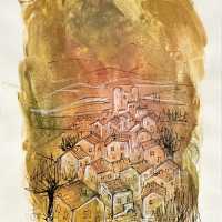Original Drawing, Views of Provence, Alice Colonieu, Roaix c.1960