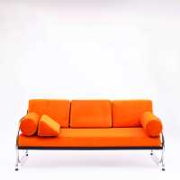 Bauhaus Tubular Steel Sofa by Robert Slezak, 1930s, saffron color
