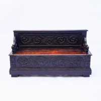 Antique French carved oak bench-chest – Neo-Renaissance style, 19th century