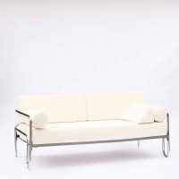 Bauhaus Tubular Steel Sofa by Robert Slezak, 1930s, ivory color