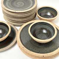 Janet Stedman for Pierre Digan, Stoneware Set of Dishes, La Borne c.1970