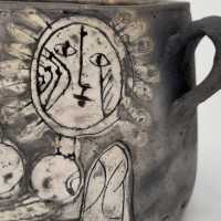 Raku Decorative Bowl by Roger Capron, Unique Odalisque Design, Vallauris 1997