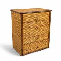 Small four-drawer chest, 1970, rattan, France