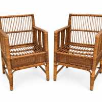 Pair of Art Deco rattan armchairs