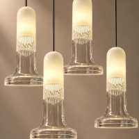 Roberto Pamio & Renato Toso, set of four Murano glass pendant lights, lit, circa 1960