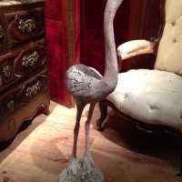 Flamant-rose en ciment peint vers 1860