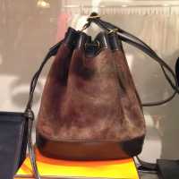Petit sac bourse Hermès, en daim et cuir 