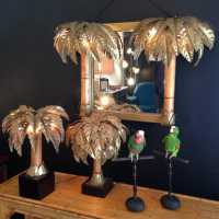 Miroir et luminaires palmiers, style Jansen, années 1970