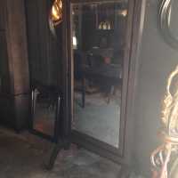 Psyché, miroir mercure laqué noir, XIXème siècle