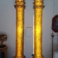 Paire de colonnes corinthiennes, résine rétro-éclairée, 1970