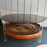 Low table rattan basket. 1970