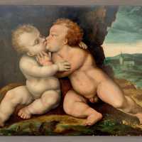 Jésus Et Saint Jean-baptiste Enfants, Suiveur De Joos Van Cleve, 16ème Siècle