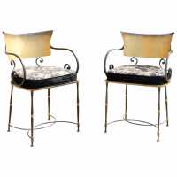 Paire de fauteuils en fer forgé doré, XXème siècle