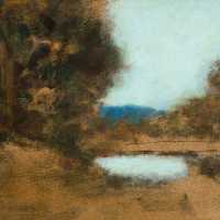 Paysage, encre et huile sur carton, Jean-Jacques Henner (1829-1905), ca 1896
