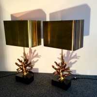 Paire de lampes corail, Maison Charles, bronze doré, ca 1970