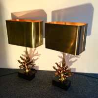 Paire de lampes au corail Maison Charles 1970