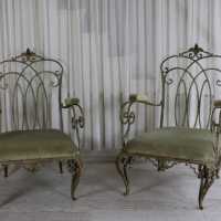 1940s, Paire de fauteuils en fer forgé dans le goût de Jean-Charles Moreux
