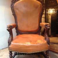 Fauteuil en cuir, fin XIXème siècle