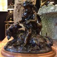 "L'amour et son chien, oiseau à la main", XIXème siècle