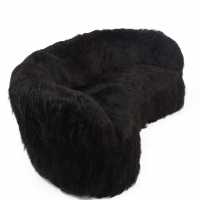 Sofa Otto Schulz pour Boet recouvert de fourrure de mouton naturellement noir islandais, Suède, 1940